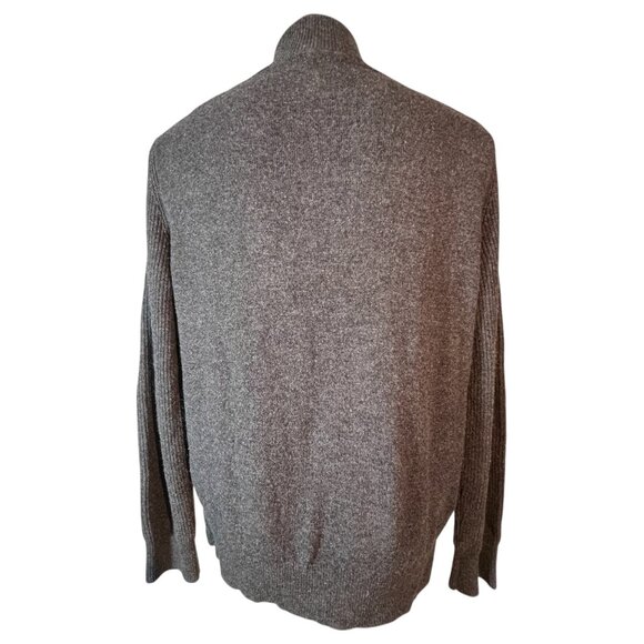 Banana Republic Mens Black Gray Wool Blend Full Zip Sweater Jacket Size L Suede - Picture 9 of 12